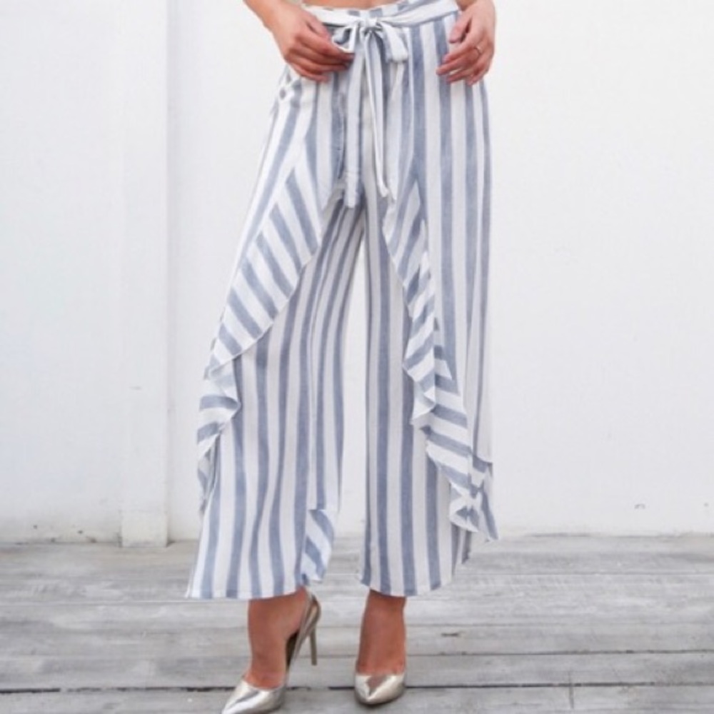‘Dinah’ Wide Leg Striped Pants